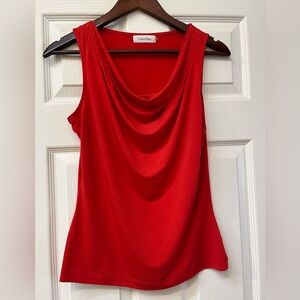 Calvin Klein Red Sleeveless Cowl Neck Blouse Size Small